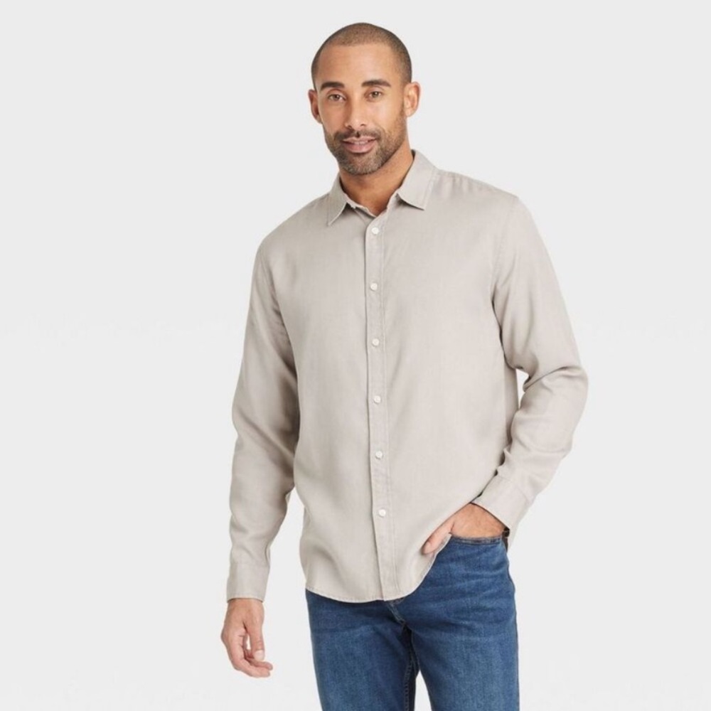 $35 NWT Vintage Long-Sleeve Poplin Shirt from Goodfellow & Co. brushed taupe M